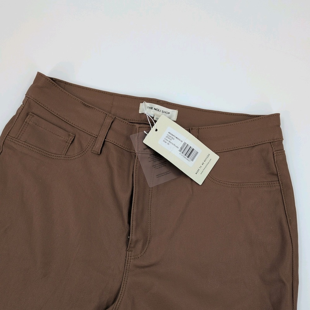 The Noli Shop Mocha Mousse Coated Jeans Brown Women's Size 30 Slim Straight NWT